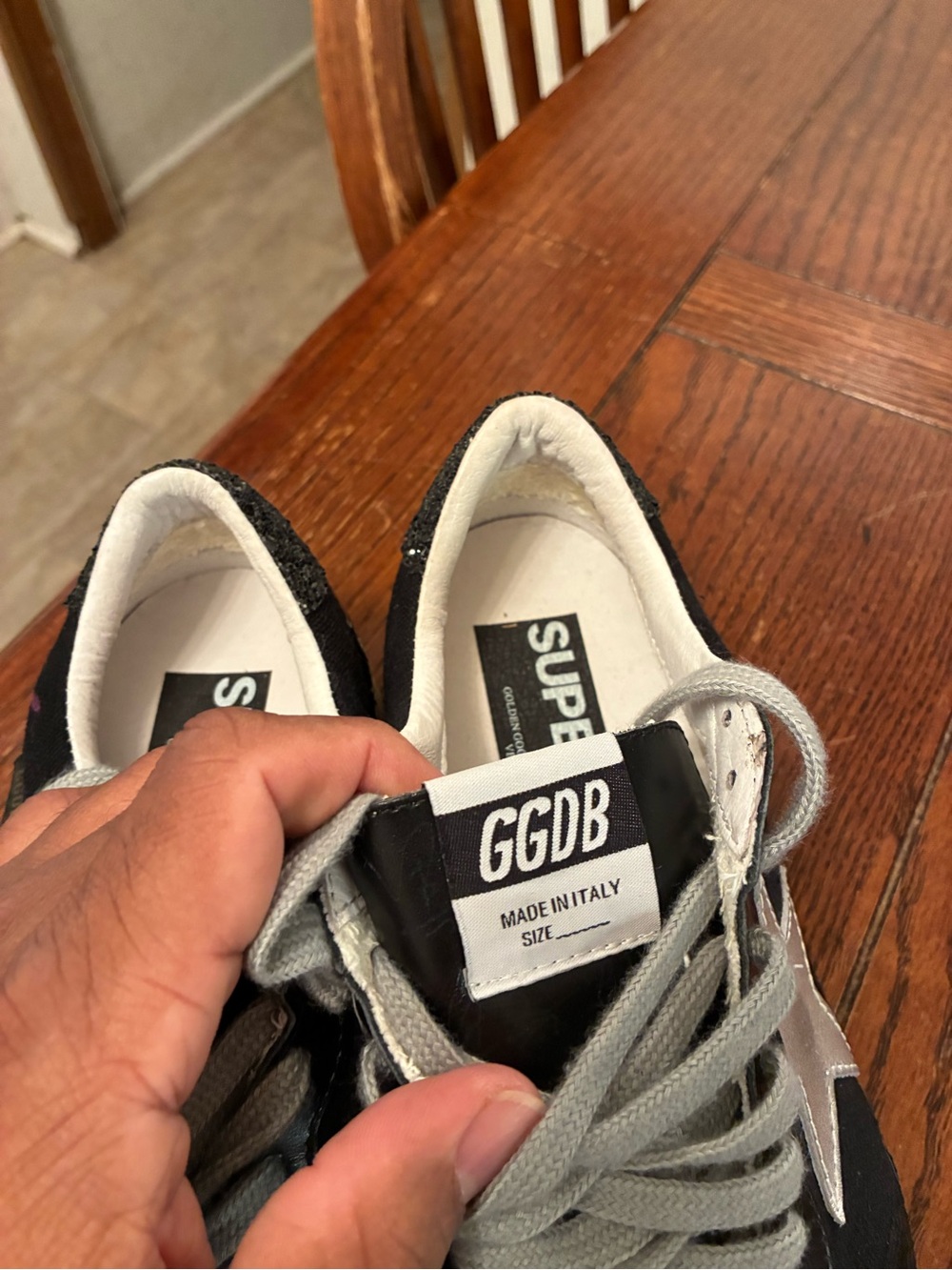 Golden Goose Style Shoes Women’s 40 Ballstar Black Canvas Cracked Upper - Picture 15 of 16